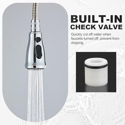 Kitchen Faucet Head Replacement Part, G1/2 (13/16" Male Thread) Pull Down Pull Out Sink Sprayer Nozzle, 3 Functions Stream Spray Pause Faucet Tip,Chrome Finish - color: Water Saving Spray Head - Chrome