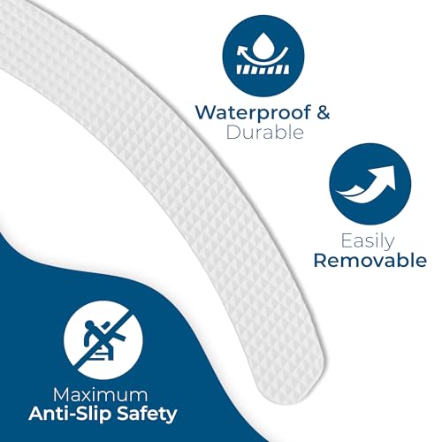 Homergy Anti-Slip Shower Stickers, Non-Slip Bathtub Adhesive Strips, 24 Pcs | Suitable for Homes with Kids, Adults & Seniors | Strong, Clear Appliques Help Reduce Slipping - size: Curved