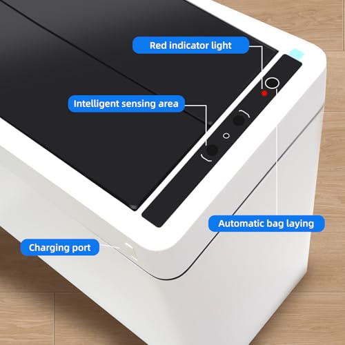 8 Gallon Touchless Kitchen Trash Can with Motion Sensor Lid, Smart Stainless Steel Garbage Can with Air-Press Bag Expander for Home, Office & RV - size: 8 Gallon-Standard