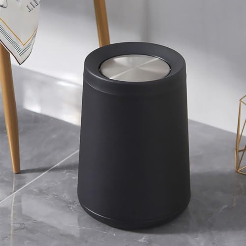 10 L/2.6 Gallon,Matte Black Bathroom Trash Can,Metal Garbage Can with Flipping Lid,for Bathroom, Living Room,Bedroom,Hotel,Office, Laundry Room (Black) - color: black