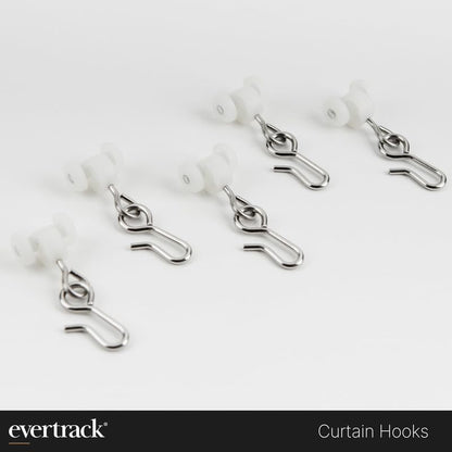 Curtain Hooks - Dual Wheel Roller Carriers for Ceiling Mounted Curtain Track with Stainless Steel Hooks for Curtains, Drapes, and Room Dividers - Pack of 250 - size: Curtain Hooks - 250