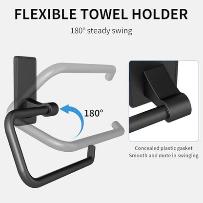 Towel Ring, Bathroom Hand Towel Holder,Metal Towel Hangers Wall-Mounted Hand Towel Rack for Bathroom, Easy to Adhesive, Matte Black - color: Matte Black, size: C-Shape(1-pack)