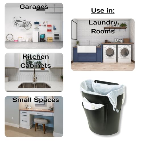 Mountable Grocery Bag Trash Can – Reuse Standard Grocery Store T-Shirt Bags with Small Bathroom/Undercabinet/Hangable Garbage Basket