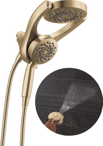 Delta 5-Setting HydroRain 2-in-1 Dual Shower Head with ProClean Spray, Brushed Gold High Pressure Shower Head with Handheld Spray, 1.75 GPM Flow Rate, Champagne Bronze 75419CZ - color: Champagne Bronze