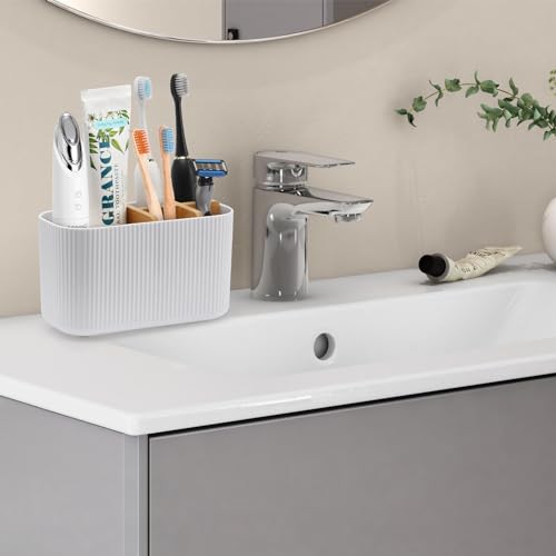 GFWARE White Toothbrush Holder - Bamboo Toothbrush Holders for Bathrooms Electric Toothbrush Holder Organizer Kids Toothbrush Holders for Bathrooms Countertop - color: White
