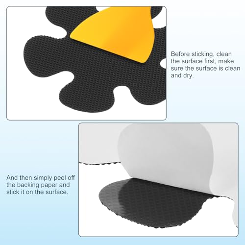 uxcell 20pcs Non-Slip Bathtub Stickers, Anti Slip Shower Stickers Showers Treads Bright Flowers Appliques with Scraper for Bath Tub Shower Stairs, Black - color: Grey