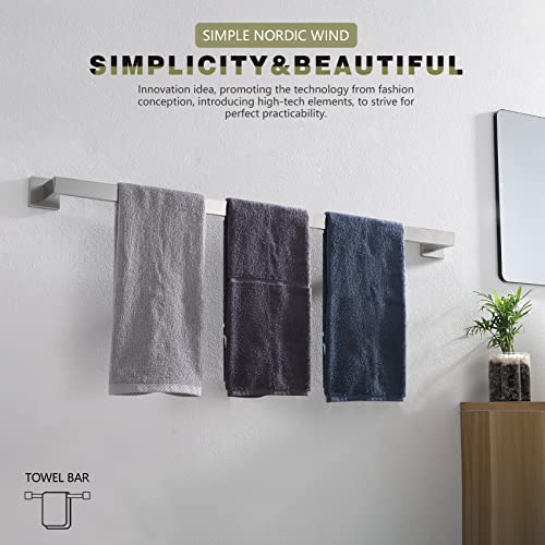 KOKOSIRI 36-Inch Single Towel Bar, Bathroom Kitchen Towel Holder, Wall Mounted SUS304 Stainless Steel Towel Rack, Brushed Nickel, B4003BR-L36 - color: Brushed Steel, size: 36-Inch