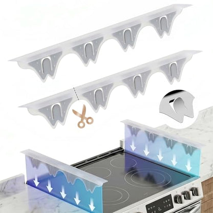 Silicone Stove Gap Covers with Stainless Steel, Oven Gap Filler Seals Gaps Between Stovetop and Counter, Stove Gap Guards Range Trim Kit, Easy to Clean Stove Gap Guard (Clear 2 Pack,21") - color: Clear, size: 21 inches