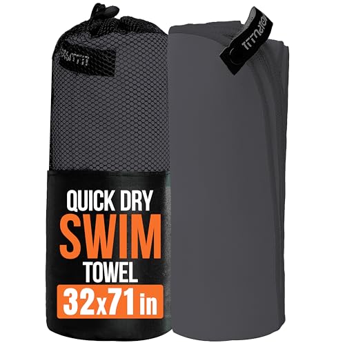 illusion Extra Large Microfibre Swimming Towel (71''L x 32''W)–Compact, Lightweight & Quick Dry Towel-Perfect for Travel, Gym, and Swim Towels Ideal for Post-Workout Showers & After Swimming - color: Dark Grey, size: 71x32 in - Pack of 1