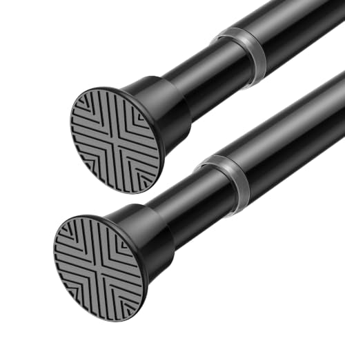 Tension Rods 2Pack Black Tension Curtain Rods 23-48Inch Small Curtain Rods for Windows Adjustable Curtain Rods Spring Rod for Doorway,Closet,Windows - color: Black, size: 23" to 48"-2Pcs