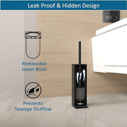 Toilet Brush and Holder 2 Pack for Two Bathrooms, Matte Black | Two complete freestanding sets equip a main bath and guest bath, or two bathrooms in one home, apartment or rental. - color: Black-2pcs