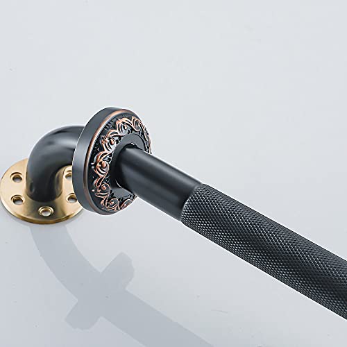 18-Inch Grab Bar Featuring Anti-Slip Handrail, Solid Brass, Oil Rubbed Bronze, Heavy-Duty Construction Armrest, Bathroom Bathtube Shower Safety Rail - color: Xn, size: 18 Inch (Pack of 1)