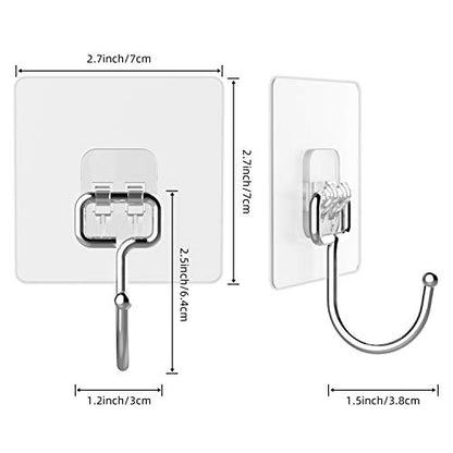 Large Hooks for Hanging Heavy-Duty 44Ib(Max) 10 Packs, Wall Hangers without Nails Self-Adhesive Traceless Clear and Removable, Waterproof and Rustproof Multiple Uses for Bathroom Kitchen Home - size: 10 Large Hooks