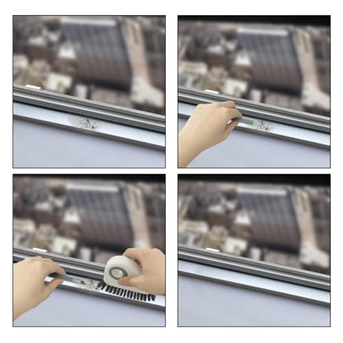 2pcs 2 in 1 Groove Crevice Cleaning Brush Window Track Cleaning Tools,Multifunction Grout Cleaner Tool Crevice Cleaning Brush with Hidden Scraper for Sliding Door Track,Window Sill,Window Seal