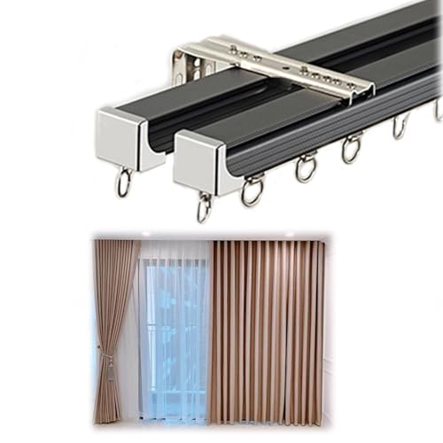 Wall Mount Curtain Track Mute and Smooth Curtain Track Wall Mounted Curtain Rail for Hotel Teahouse Wall Mount Curtain Rod -Room Divider-Sliding Curtain Rail for Living Room(Black,3.3ft) - color: Black, size: 3.3ft