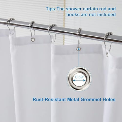 Small Stall Shower Curtain Liner Washable, 48x72 Inches, Fabric Shower Liner with 2 Bottom Stones, Narrow Waterproof RV Shower Curtain Liner, 8 Grommet Holes, Hotel Quality, White - color: White, size: 48"W x 72"L (Pack of 1)