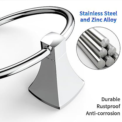 Hand Towel Holder for Bathroom Kitchen Polished Chrome Towel Ring Towel Hanger Stainless Steel and Zinc Alloy Wall Mount - color: Polished Chrome