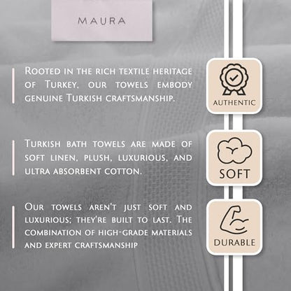 MAURA White Extra Large Turkish Cotton Luxury Bath Towels Set of 4. Ultra-Soft, Thick & Plush Towels for Bathroom - Pure White - color: White, size: Bath Towel (4-Pack)