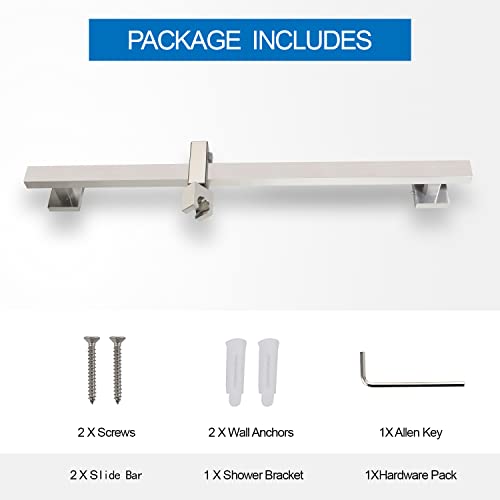Bathroom Shower Slide Bar with 360° Adjustable Handheld Shower Head Holder Wall Mount Shower Bar SUS 304 Stainless Steel, Brushed Nickel - color: Brushed Nickel
