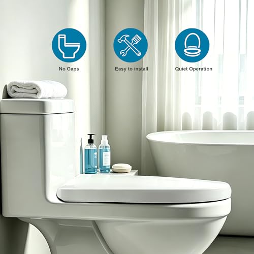 Elongated Soft Close U-Shaped Toilet SeatQuick Release Easy Clean | The quick-release hinge allows you to remove the seat easily for deep cleaning. Keep your bathroom more hygienic - size: 16.8*13.4in