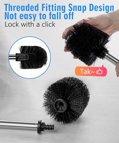 Ceramic Toilet Brush and Holder Set, Toilet Bowl Cleaner Brush | Freestanding Deep-Cleaning, Stainless Steel Handle, Small & Sturdy for Storage, Easy to Clean, Non-Scratching - color: Matt White
