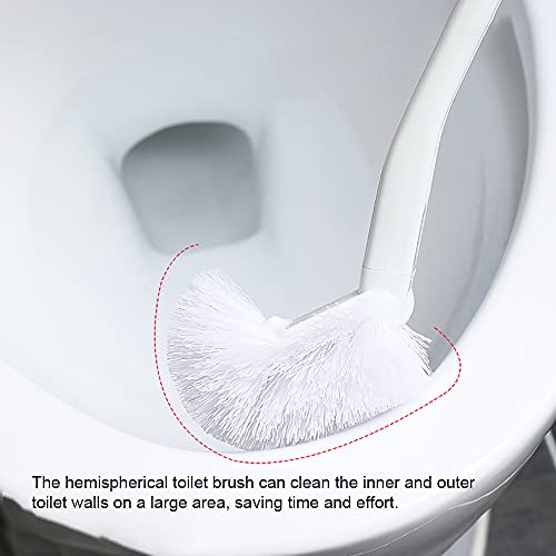 Baffect Curved Toilet Brush with Long Anti-Slip Grip Handle (Plastic) | Toilet Cleaning Brushes Strong Decontamination Hanging Portable Toilet Bowl Brush Bathroom Accessories