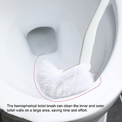 Baffect Curved Toilet Brush with Long Anti-Slip Grip Handle (Plastic) | Toilet Cleaning Brushes Strong Decontamination Hanging Portable Toilet Bowl Brush Bathroom Accessories