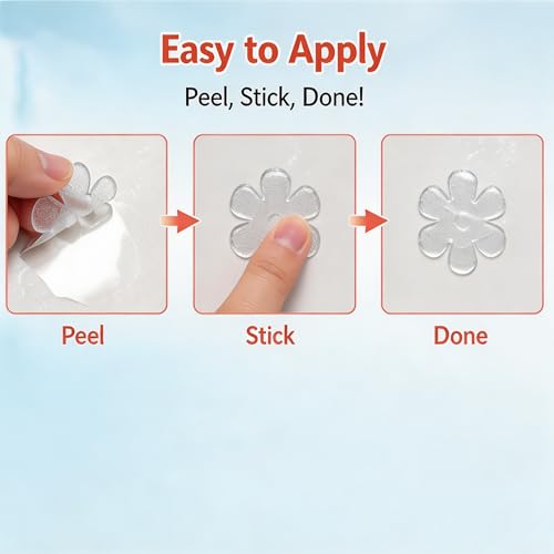 12 Pack Clear Non-Slip Shower Stickers, Bathtub Safety Appliques with Powerful Adhesive, Ideal for Kids, Adults and Seniors, Free Scraper Included