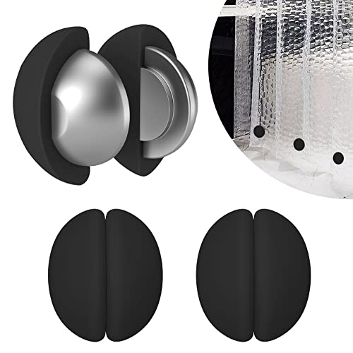VANZAVANZU 3 Pairs Shower Curtain Weights, Silicone Wrapped Magnets, Heavy Duty Magnets Prevent Curtain Liner from Blowing, Rust-Free, Black - color: Black, size: 1.2"W x 1.2"L (Pack of 3)