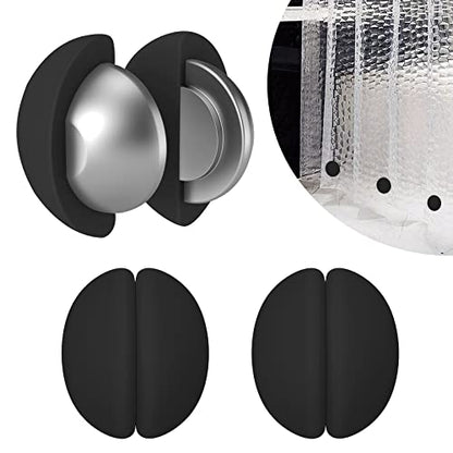 VANZAVANZU 3 Pairs Shower Curtain Weights, Silicone Wrapped Magnets, Heavy Duty Magnets Prevent Curtain Liner from Blowing, Rust-Free, Black - color: Black, size: 1.2"W x 1.2"L (Pack of 3)