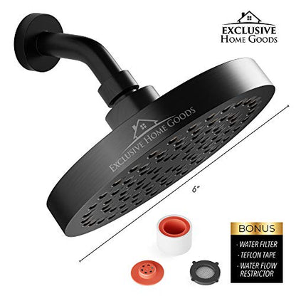 Luxury Rainfall Shower Head - High-Pressure showerhead Jets, rain shower head Ant-Clog Silicone Nozzles (1.8 GPM, Matte Black) - color: Matte Black, size: California 1.8 GPM, 6 Inch Diameter