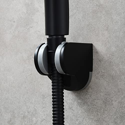 Black Shower Head Holder ABS Wall Mount Adjustable Angle Handheld Shower Bracket for Shower Head, ST01B - style: Black