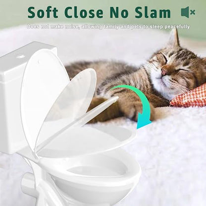 Toilet Seat Elongated, Toilet Seat Oval 18.5 Inch, Soft Close, PP Material, Easy Clean and Safe, No Yellow, White, 2 Pack - color: White, size: Elongated 18.5inch 2 PACK