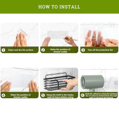 MIUTME 14-Pack Shower Caddy Adhesive Replacement, Strong Adhesive Hooks Strips,Transparent Shower Shelf Adhesion Stickers No Drilling,for Soap Holder, Bathroom Corner Shelves and Kitchen Racks - size: 14