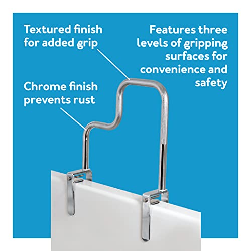 Carex Tri-Grip Bathtub Handle Grab Bar with Chrome Finish, Bathtub Grab Bar for Seniors and Handicap, Detachable Toilet Safety Frame with Handles for Assistance in Getting In and Out of Tub - style: Tri-Grip