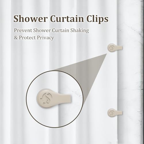 Magnetic Silicone Shower Curtain Clips for Liner 3 Packs (Light Brown) | Self Adhesive, Windproof Splash Holders, Prevent Water Splashing Out, Shower Curtains Keeper, Keep Curtain Closed to Wall - size: 3.3"W x 1"L (Pack of 3)