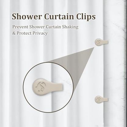 Magnetic Silicone Shower Curtain Clips for Liner 3 Packs (Light Brown) | Self Adhesive, Windproof Splash Holders, Prevent Water Splashing Out, Shower Curtains Keeper, Keep Curtain Closed to Wall - size: 3.3"W x 1"L (Pack of 3)