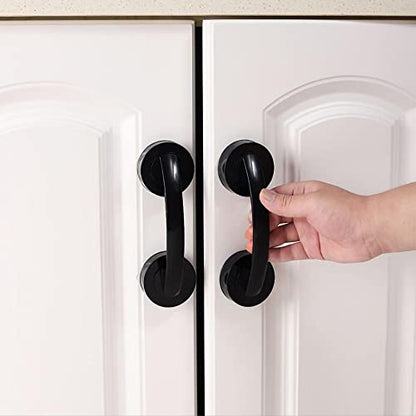 Glass Handle With Suction Cup for Sliding Doors, Windows, Cabinets, Terraces, Showers - No Drilling Required - color: Large black