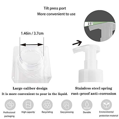 2 Pack Foaming Soap Dispenser, 15 Oz Refillable Plastic Pump, Clear | 450ml Empty Foam Soap Bottles for Hand Soap, Ideal for Bathroom Vanities, Kitchen Sink, Hospital, Clinic and More