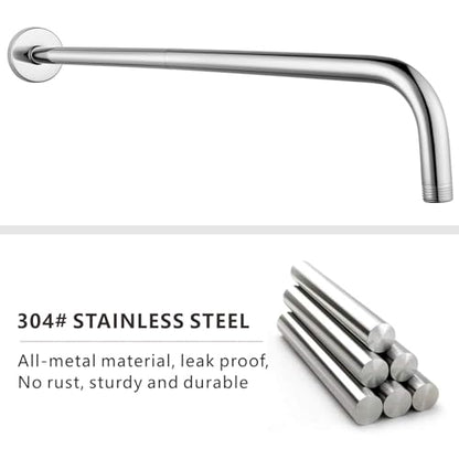 Voolan Shower Arm with Flange and Teflon Tape, Extension Shower Head Arm for Bathroom Fixed Shower Head, Solid Stainless Steel, Wall Mounted (24 Inch, Chrome) - color: Chrome, style: 24 Inch