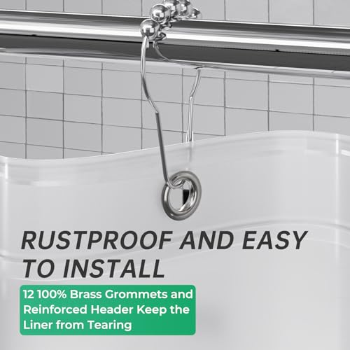 AmazerBath Plastic Small 36 x 72 Narrow Frosted , PEVA Cute Stall Shower Liner, Stand Up Shower Curtain Liners with 2 Clear Weights and 6 Grommet Holes - color: Frosted, size: 36"W x 72"L (Pack of 1)