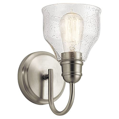Kichler Avery 9.25" 1 Light Vanity Light with Clear Seeded Glass Brushed Nickel - color: Brushed Nickel, size: 1-Light