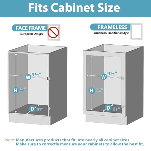 Pull Out Spice Rack Cabinet Organizer 9" W x 20½" D, 3 Tier Heavy Duty Slide Out Wood Shelf for Narrow Cabinet, Pull Out Storage for Kitchen - size: 9" W x 20½" D
