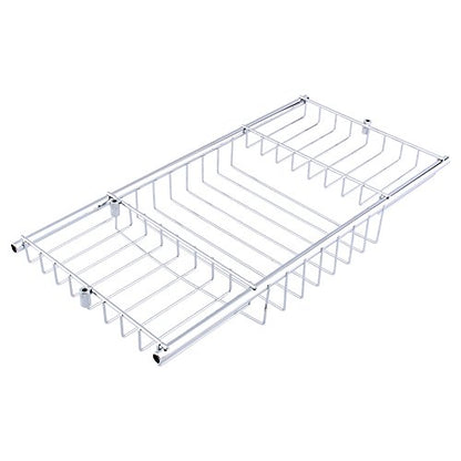 GOTOTOP Stainless Steel Bathtub Caddy Tray with Wine Glass Holder, Adjustable Over Bath Tub Rack, Removable Book Holder