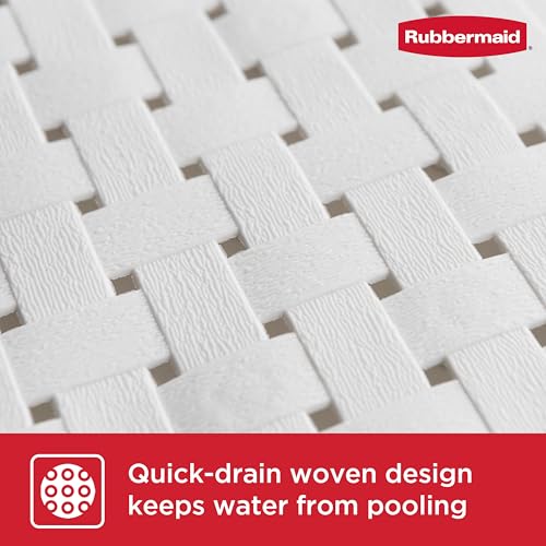 Rubbermaid INSTAMAT Bath Tub Shower Mat, Non-Slip Tub Mat with Suction Cups, Bath Mat Hangs on Showerhead for Quick Dry, 27.2 x 15.2 Inch, BPA-Free, Easy to Clean, for Inside Tub or Shower, White - color: White
