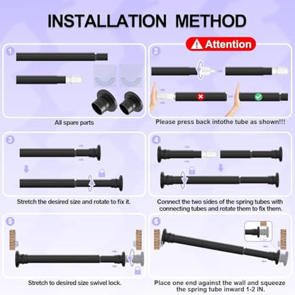 Small Shower Rod 18-32 Inch, Black Adjustable Tension Rod | Heavy Duty No Drilling Design, Suitable for Closet and Curtain Use with Secure Spring Fit - color: Black, size: Y2(18-32in)