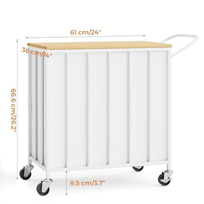 120L Laundry Hamper with Lid, Rolling Laundry Basket with Dual Liner Bags | Soft-Close Lid; Dual Removable Liners; Lockable Casters; Metal Handles; Easy Assembly