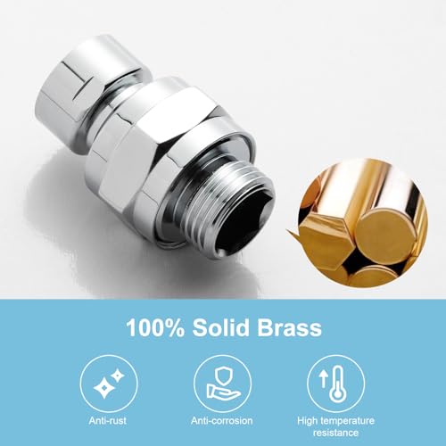 OFFO Shower Head Swivel Ball Adapter, All Metal Adjustable Shower Arm Extension Connector Universal Showering Component Solid Brass, Chrome - color: Chrome