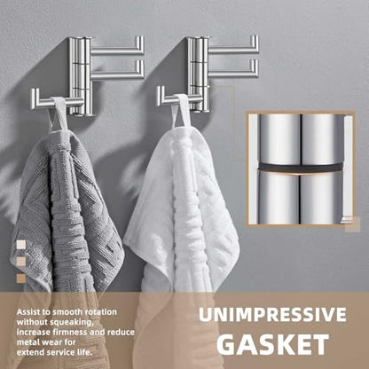 Suyar Swivel Towel Hook Polished Chrome, Bathroom Robe Holder with 3 Arms | 2 Pack, SUS304 Stainless Steel, Wall Mounted - color: Polished Chrome, size: 2 Pack