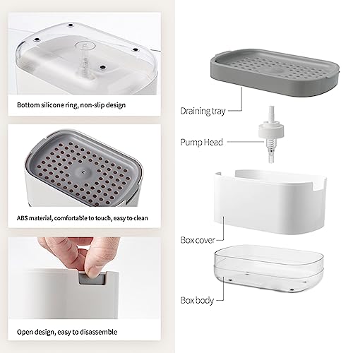 Dish Soap Dispenser for Kitchen Sink with Sponge Included, RUFCRIL 10oz/300ml Soap Pump Dispenser and Sponge Holder, Black - color: Black-10 Oz